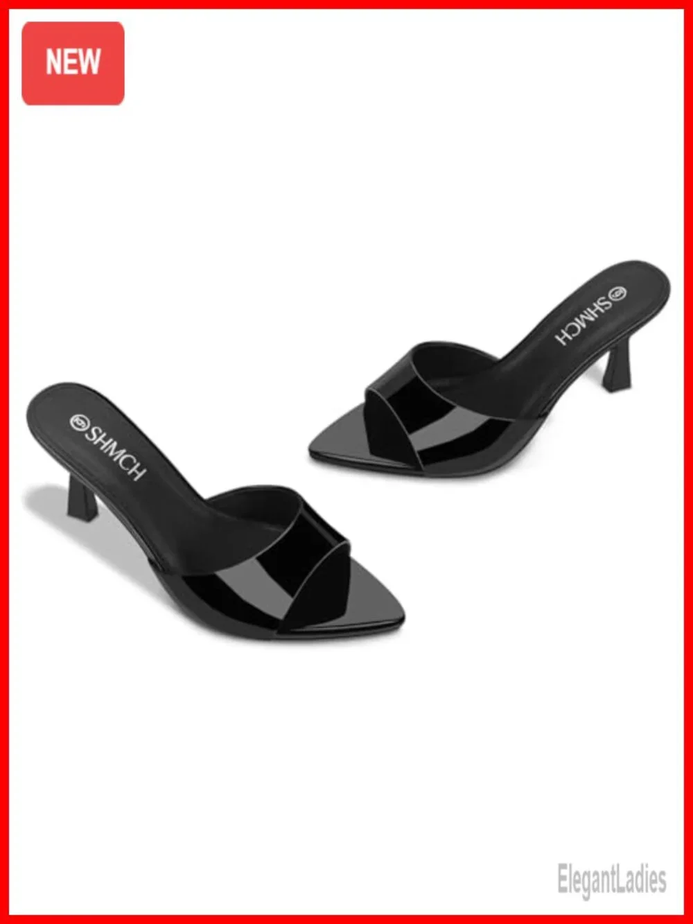 Pointed Toe Mule Sandal Heels, Slip On Open Toe Kitten Heels Heeled Sandals